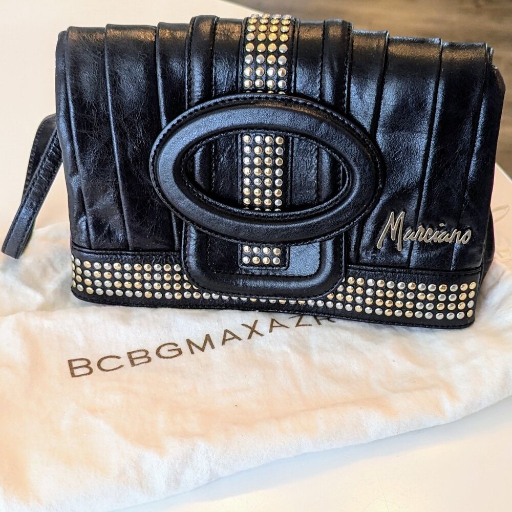 Marciano Black Studded Leather Clutch